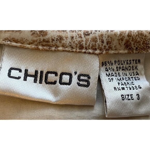 Chicos 3 Animal Print Jacket Size XL Long Sleeve Full Zip Neutral Tones Casual - Picture 3 of 8